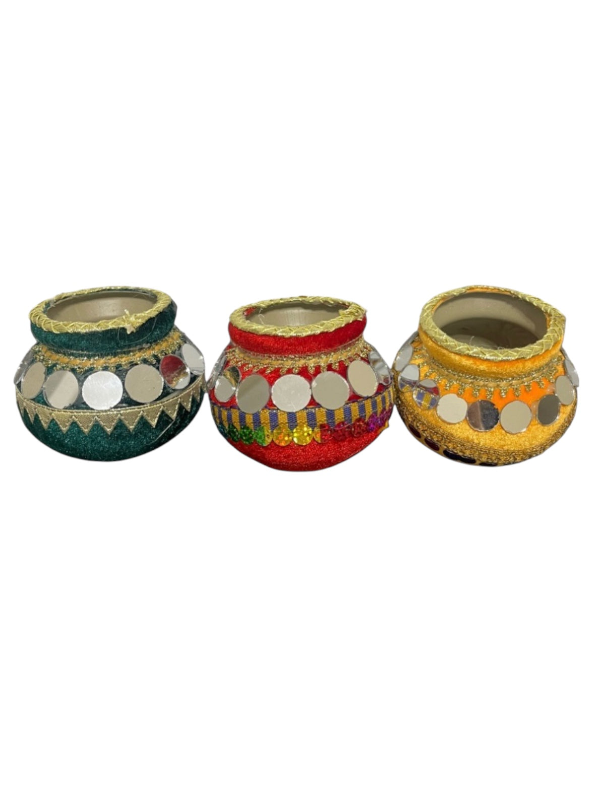 UK Based Matke - little colourful pots ideal for mehndi and dholki decorations (Set of 3)