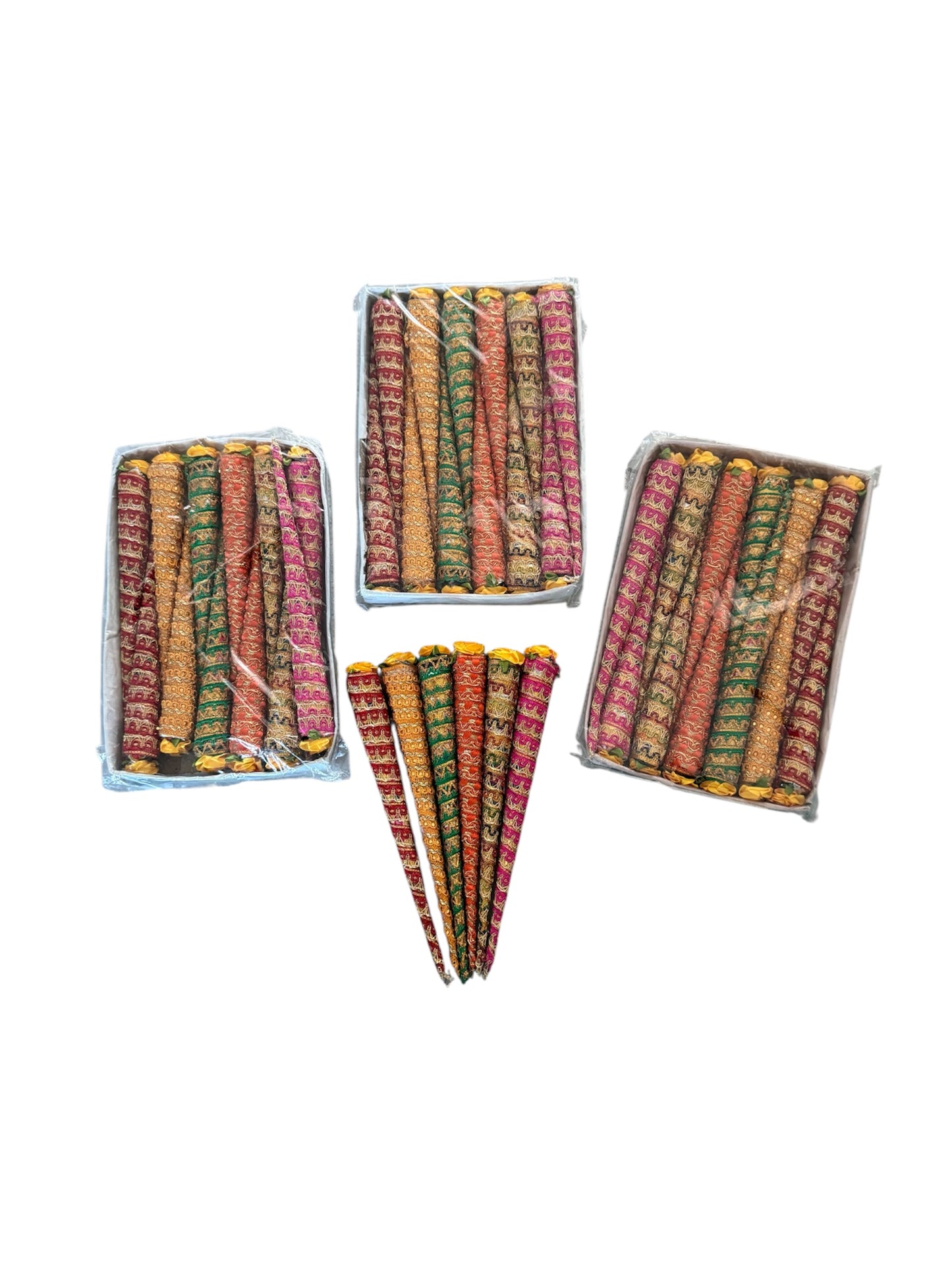 UK Based - 6 Decorated Mehndi Cones - NADRA Mehndi Cones