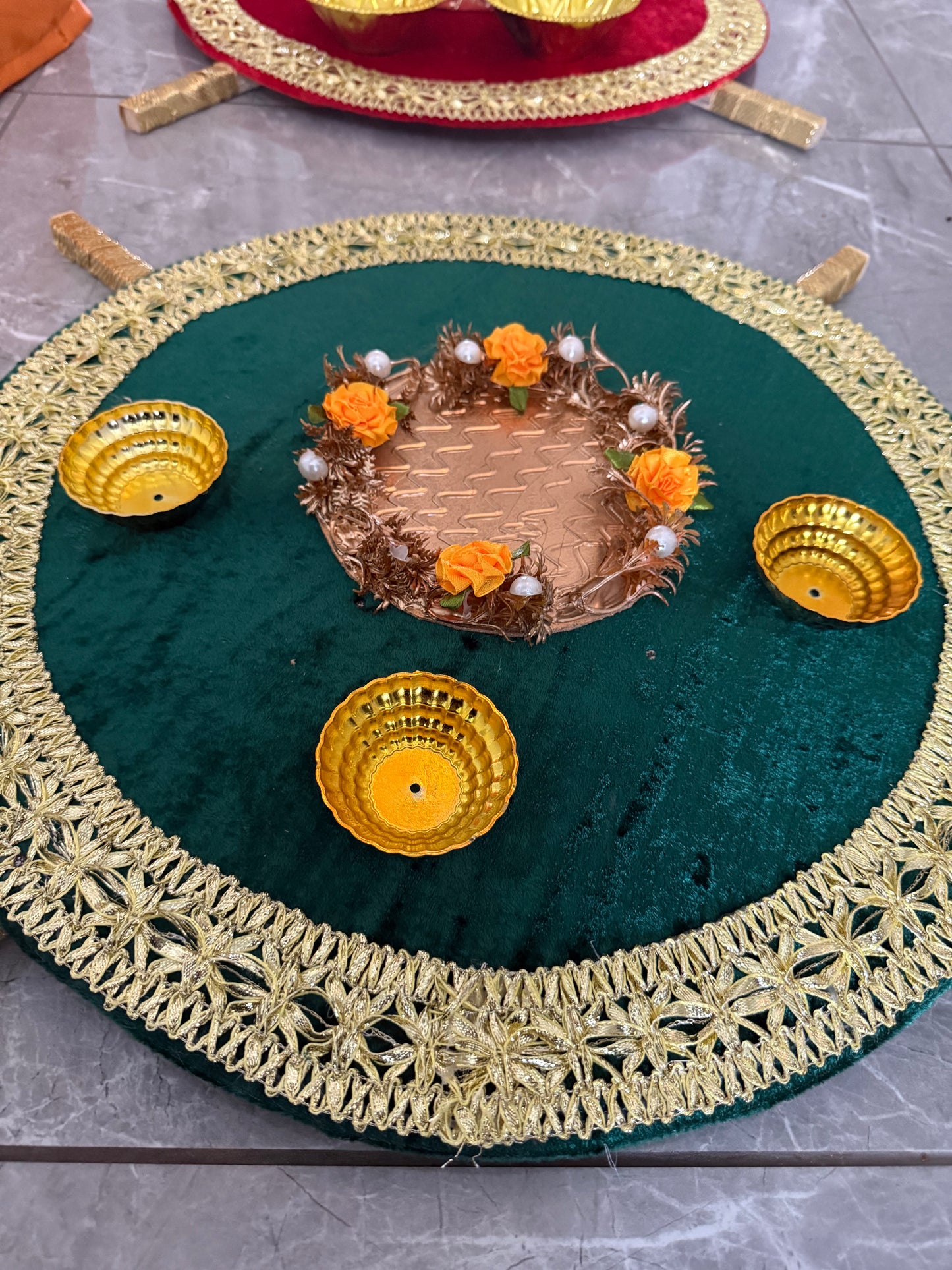 UK Based - Gold Flower Plate- Perfect for adding creativity to Mehndi Thaals