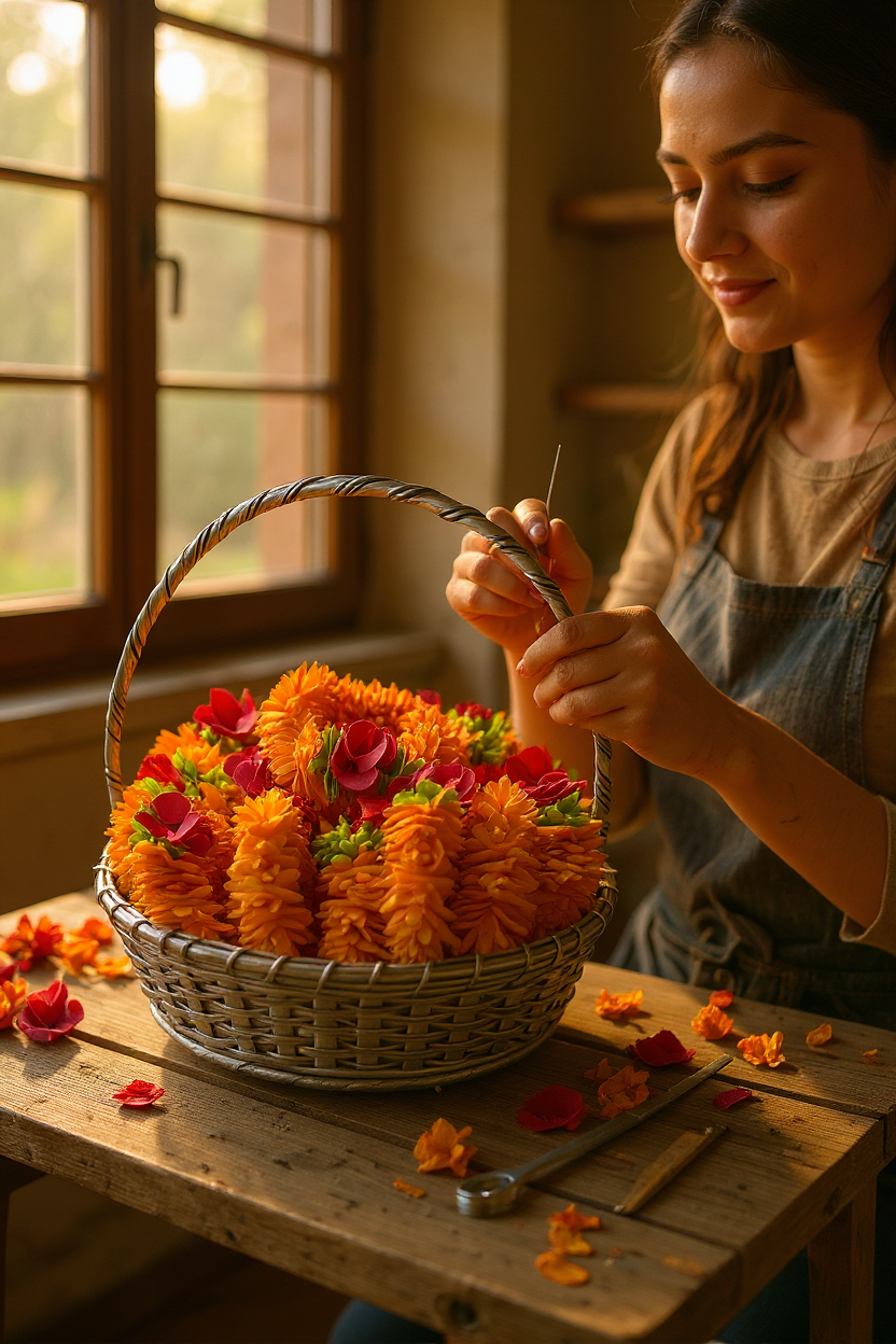 UK Based - Foam Floral Wrist Gajre Orange