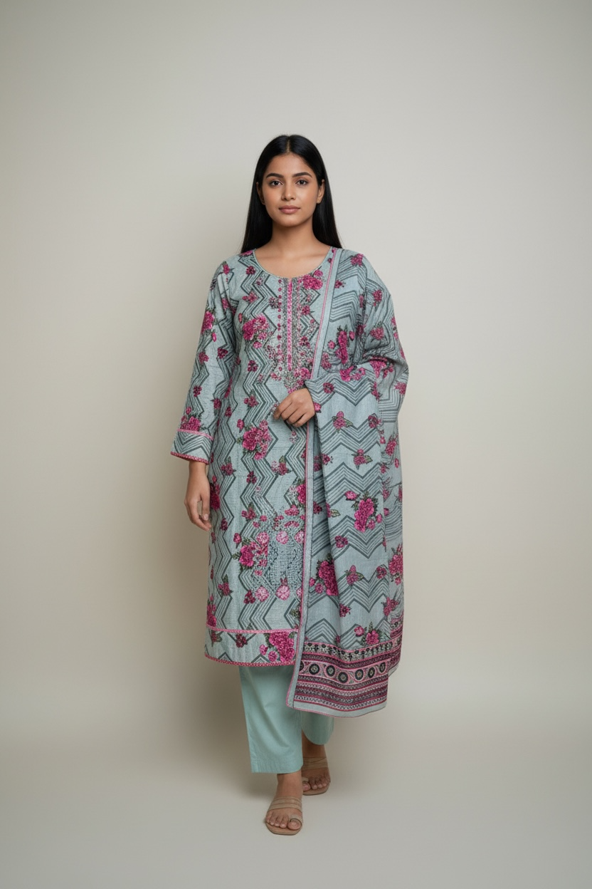 3 Piece Khaddar Stitched Suit (WL9)