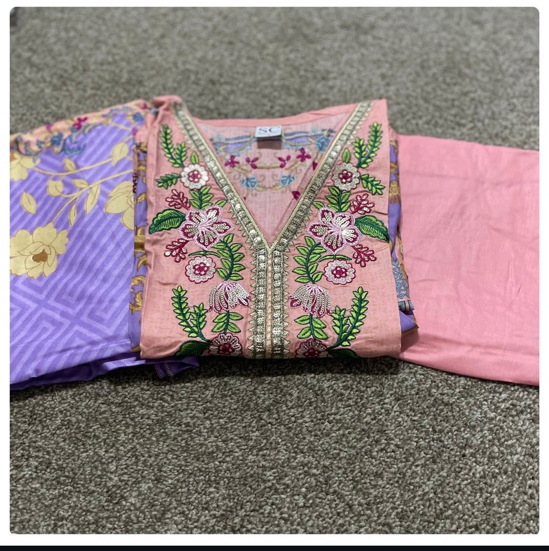 3 Piece Stitched Suit - Firdous Suits (Pink)