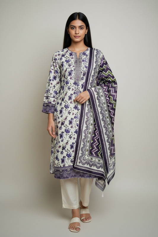 3 Piece Khaddar Stitched Suit (WL16)
