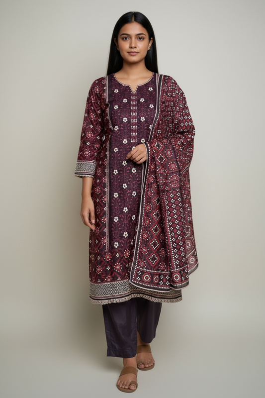 3 Piece Linen Stitched Suit (WL4)
