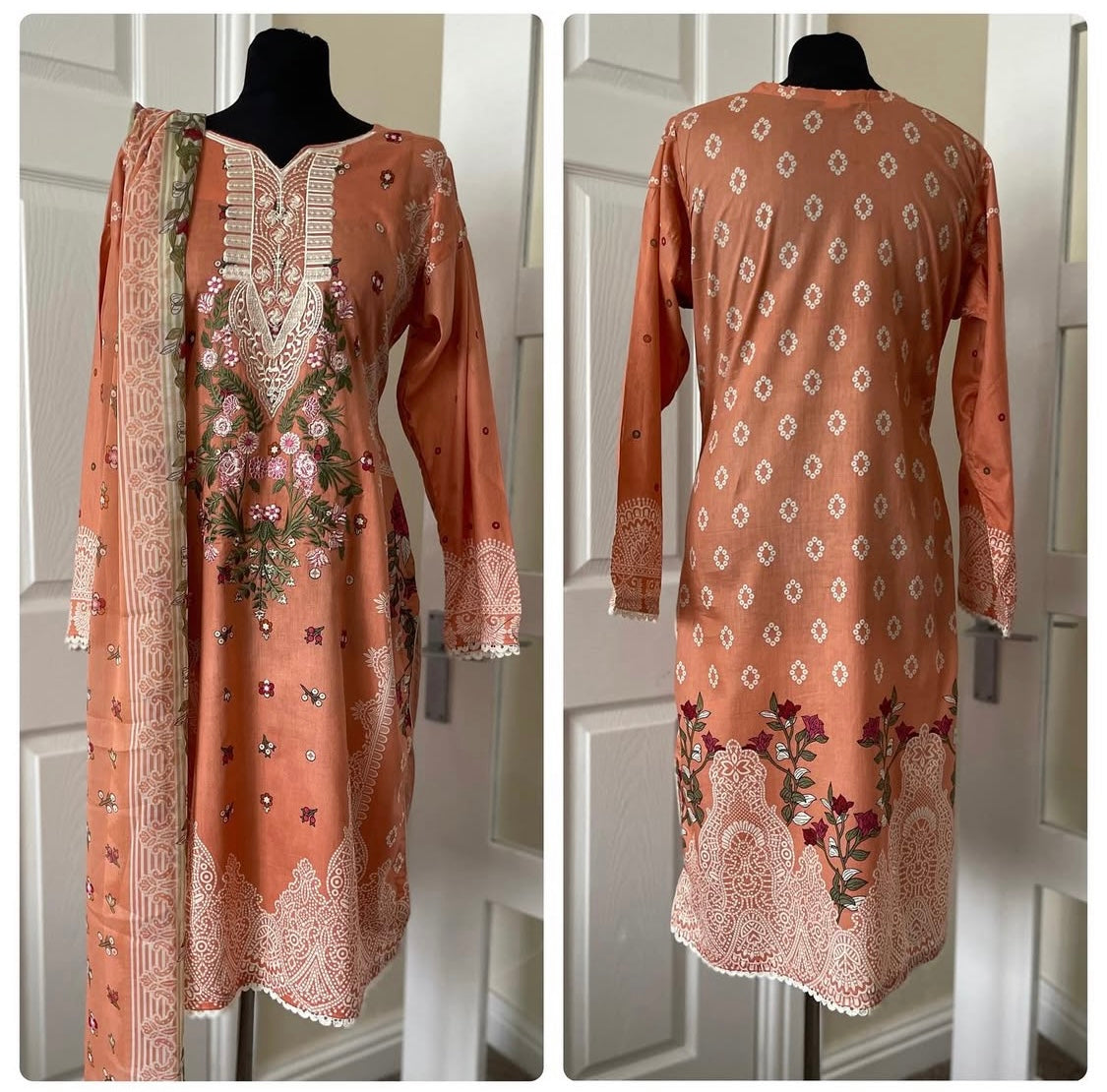 3 Piece Stitched Suit - Inspired by Sobia Nasir (Peach)