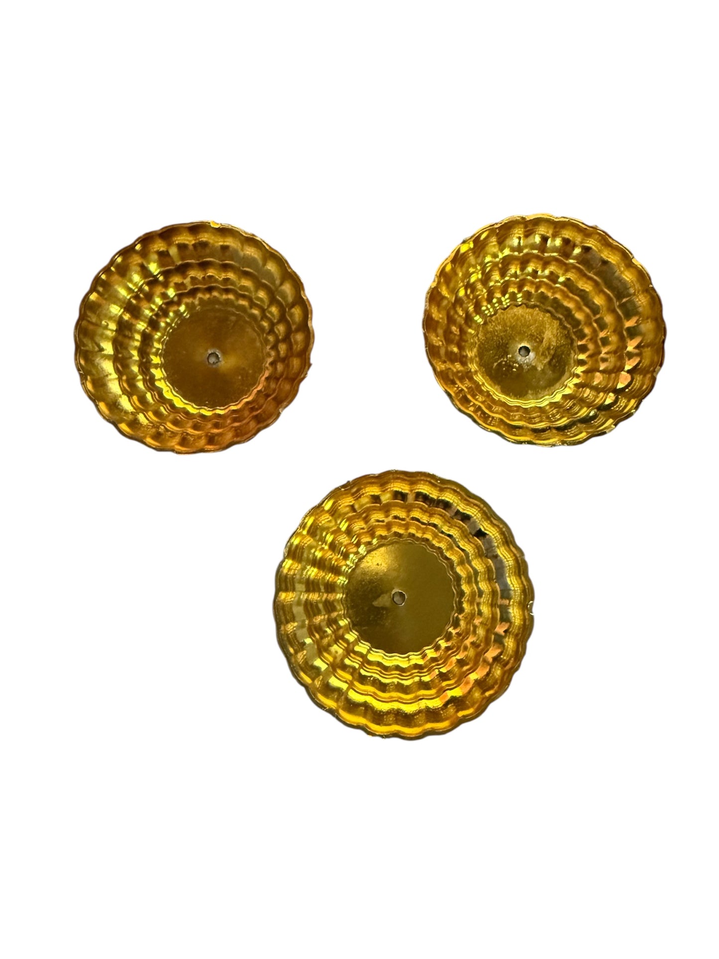 UK Based - Mini Gold Diyas - Pack of 3 - Perfect for adding creativity to Mehndi Thaals