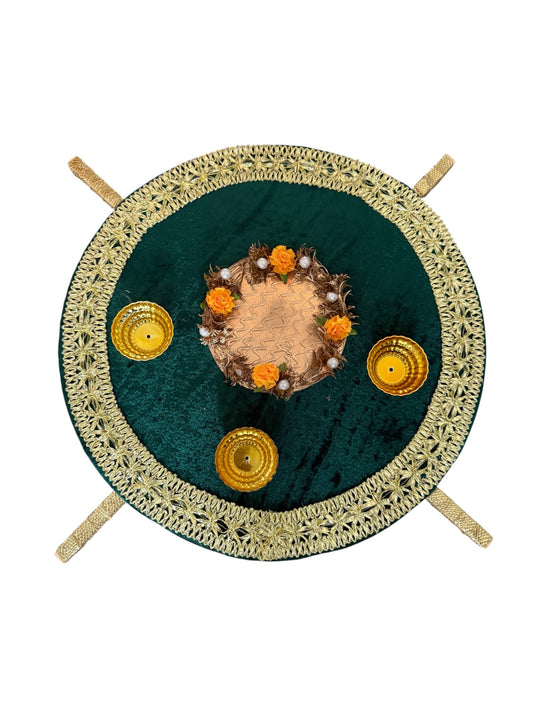 UK Based - Create your own Mehndi/Dholki Thaals (Includes Gold Flower Plate + 3 mini Diyas - Option 3
