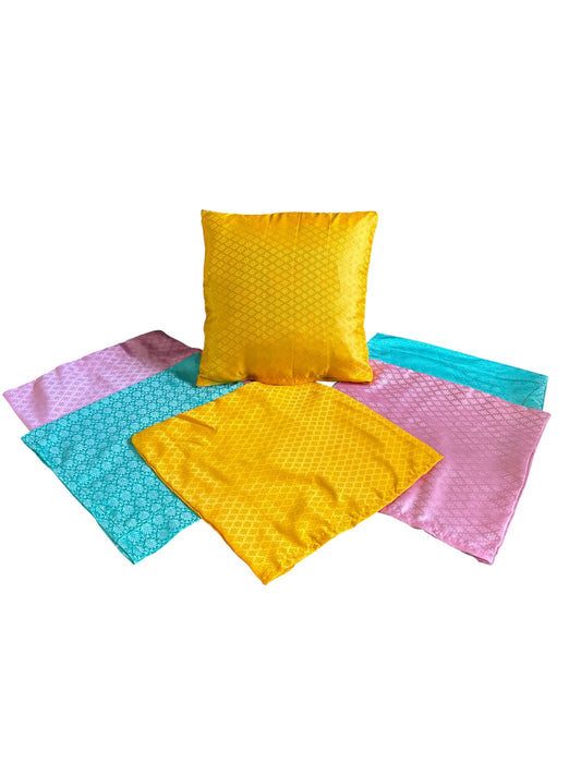 UK Based - Pack of 3 Colourful Light Colours Mehndi and Dholki Cushion Covers (You will receive 3 of the available colours)