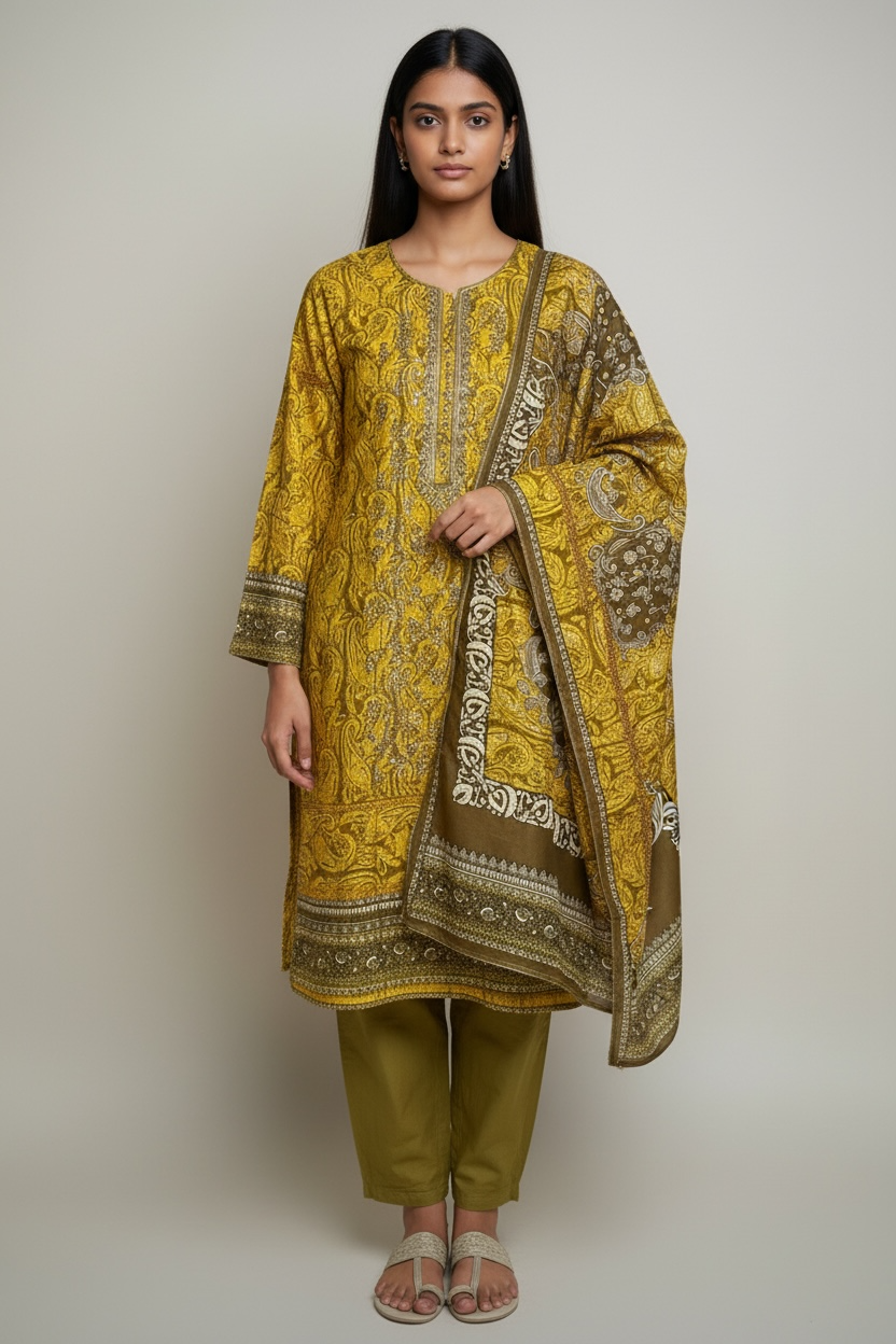 3 Piece Linen Stitched Suit (WL12)