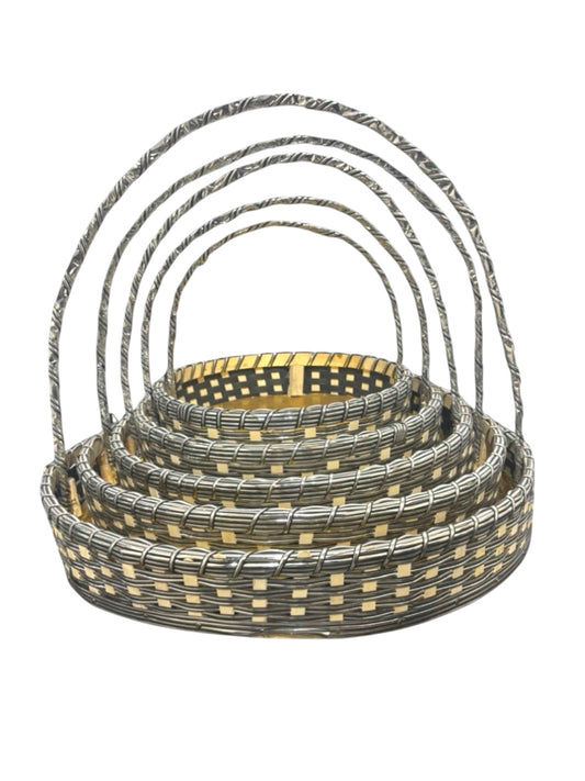 UK Based - Baskets - Hampers - Mehndi - Dholki (Set of 5 Baskets) Silver