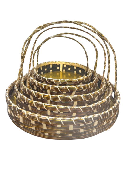 UK Based - Baskets - Hampers - Mehndi - Dholki (Set of 5 Baskets) Gold