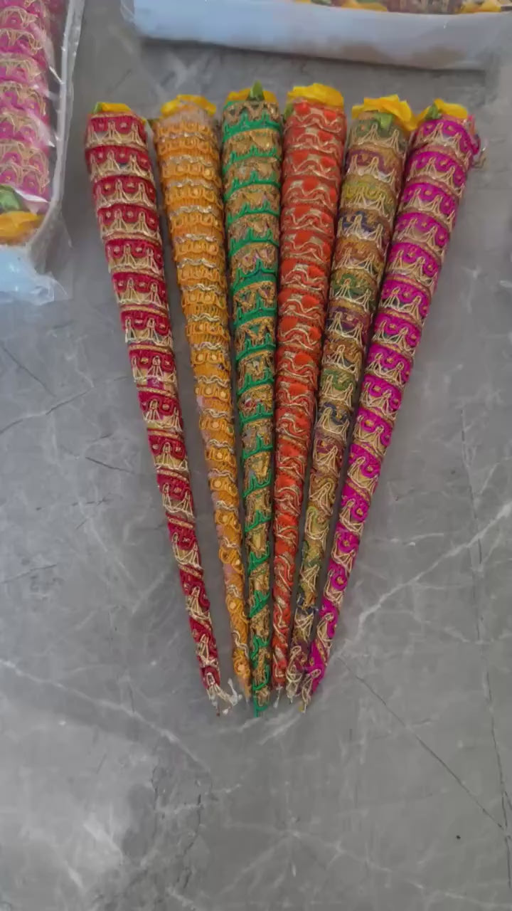 UK Based - 12 Decorated Mehndi Cones - NADRA Mehndi Cones